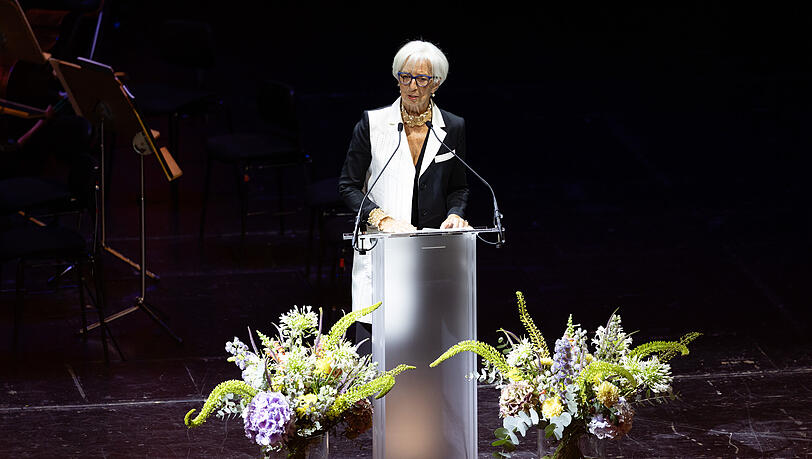 Christine Lagarde am Rednerpult. Christine Lagarde am Rednerpult.
