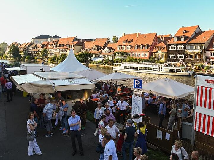 Blick auf das Gelände der "Sandkerwa" in Bamberg. Foto: Nicolas Armer