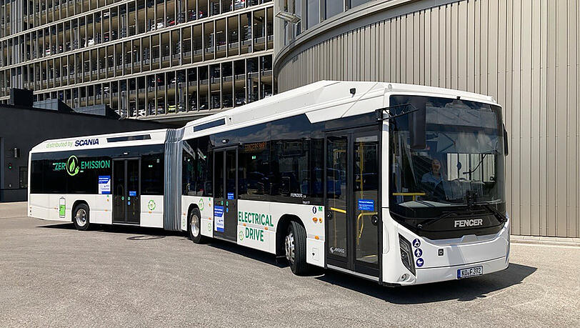 Die MVG testet auch den vollelektrischen Gelenkbus Fencer von Scania.