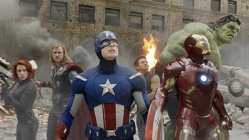 Kämpfen 2019 wohl zum letzten Mal Seite an Seite (von links): Die "Avengers" Black Widow (Scarlett Johansson), Thor (Chris Hemsworth), Captain America (Chris Evans), Hawkeye (Jeremy Renner), Iron Man (Robert Downey Jr.) und Hulk (Mark Ruffalo).