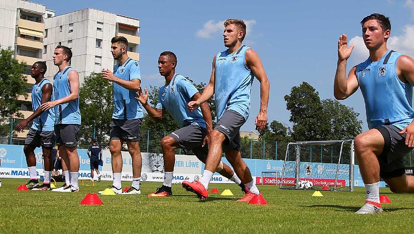 Quälen sich in der Hitze an der Grünwalder Straße: Die 1860-Profis beim Trainingsauftakt. Quälen sich in der Hitze an der Grünwalder Straße: Die 1860-Profis beim Trainingsauftakt.
