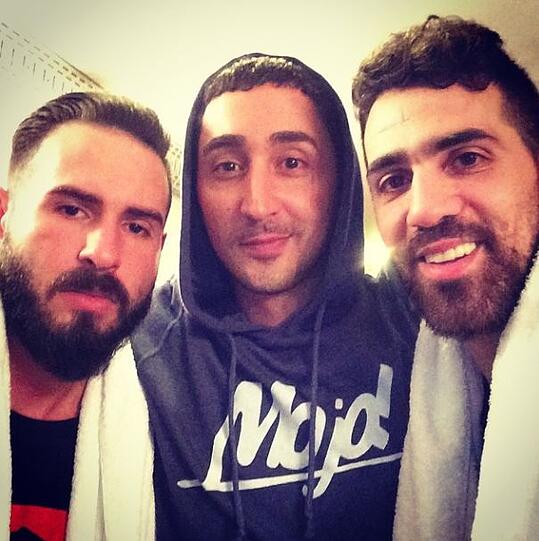 Bushido mit Rap-Kollege Eko Fresh (Mitte) und einem Freund