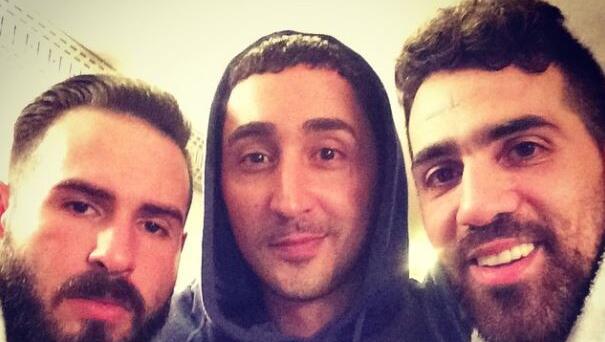 Bushido mit Rap-Kollege Eko Fresh (Mitte) und einem Freund