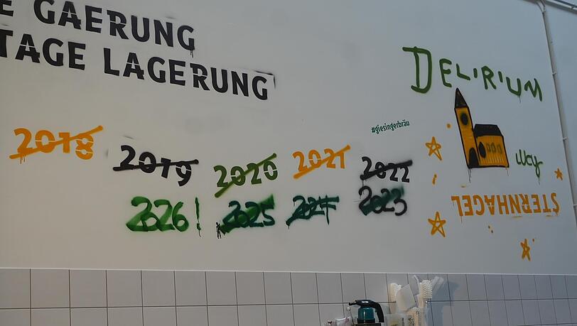 Die "Wand der Schande" in der Brauerei: Durchgestrichen sind alle Jahre, in denen Giesinger (noch) nicht auf der Wiesn war. Die "Wand der Schande" in der Brauerei: Durchgestrichen sind alle Jahre, in denen Giesinger (noch) nicht auf der Wiesn war.
