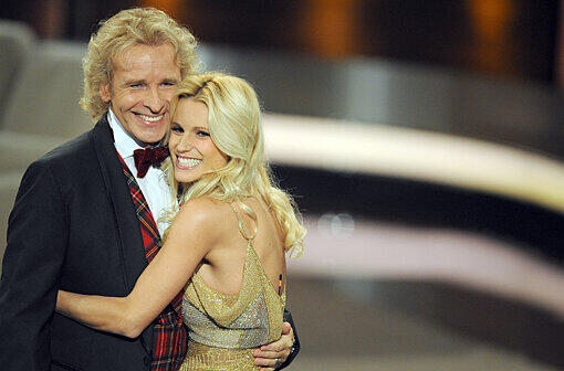 Letzter gemeinsamer Auftritt als Moderatoren-Duo: Gottschalk und Michelle Hunziker in der Rothaus Halle in der Messe in Friedrichshafen.