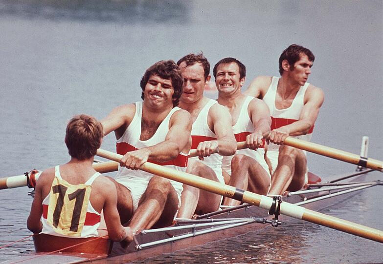 Sie schrieben Olympiageschichte: Der "Bullenvierer" gewann bei den Olympischen Spielen 1972 in München das einzige Rudergold für Deutschland.