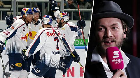 Erleichterung bei den EHC-Cracks: Nach dem 2:1-Sieg in Augsburg haben sie die Halbfinal-Serie wieder ausgeglichen, sehr zur Freude des aktuell verletzten ECH-Verteidigers Konrad Abeltshauser.