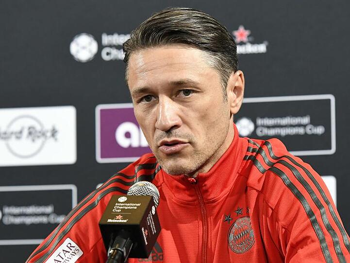 Niko Kovac, Trainer des FC Bayern München, spricht auf einer Pressekonferenz. Foto: Ricky Fitchett