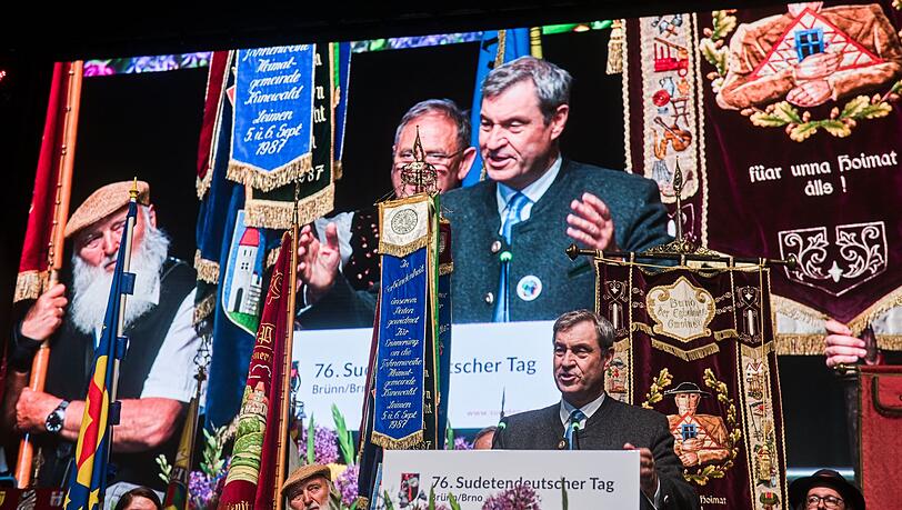Der bayerische Ministerpräsident Markus Söder (CSU) sprach beim 76. Sudetendeutschen Tag in Brünn (Brno). Der bayerische Ministerpräsident Markus Söder (CSU) sprach beim 76. Sudetendeutschen Tag in Brünn (Brno).