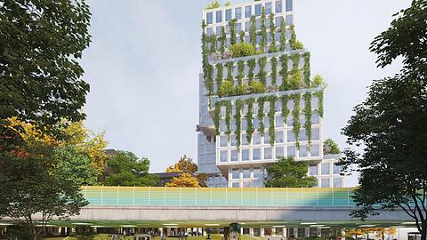 Grün ist der Ring überm Candidplatz. Grün soll auch die Fassade des Candidtors werden. So wird das Projekt beworben.
