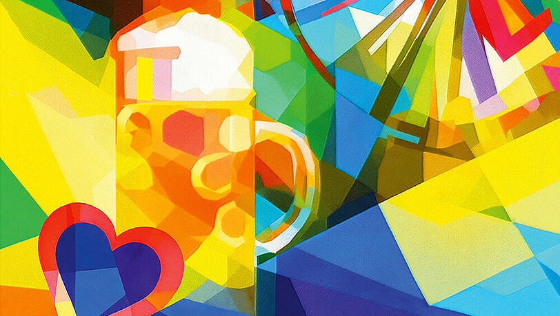 Das Siegermotiv und damit neues Wiesnplakat 2026 von Grafiker Florian Huber aus Kranzberg.