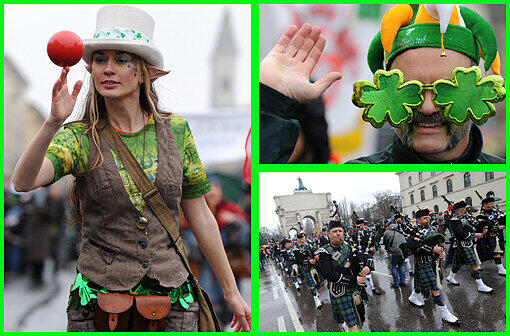 Zum 17. Mal feierten Münchner Iren und irische Münchner am Sonntag mit einer großen Parade in der City. Sehen Sie hier die besten Bilder des "grünen Treibens".