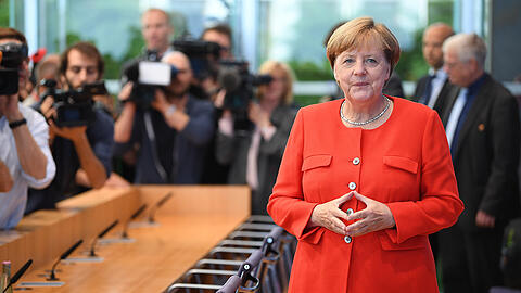 Bundeskanzlerin Angela Merkel bei ihrem Auftritt in der Bundespresskonferenz in Berlin.