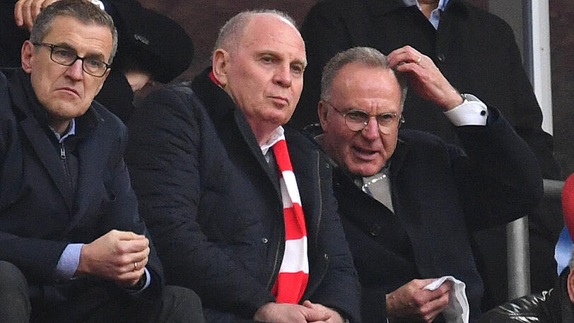 Führungsriege des FC Bayern: Finanzvorstand Jan-Christian Dreesen, Präsident Uli Hoeneß und Vorstandsboss Karl-Heinz Rummenigge (v.li.).