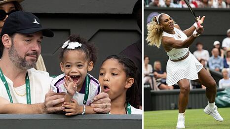 Ehemann Alexis Ohanian sowie die T&ouml;chter Adira und Olympia (re.) verfolgen das Comeback von Serena Williams.