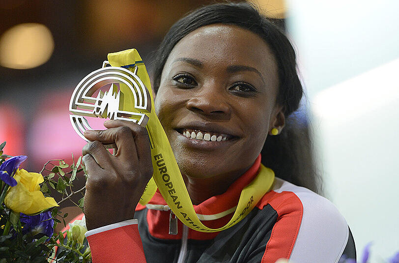 Sosthene Moguenara bei der Leichtathletik-Hallen-EM 2015 in Prag.