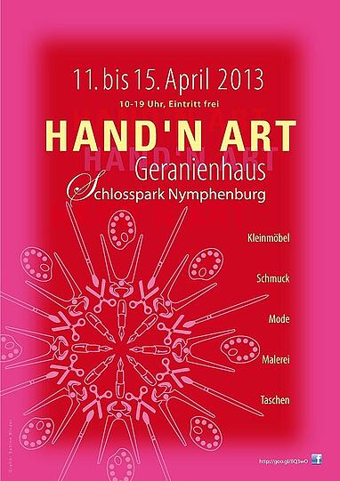 Plakat zur Ausstellung Hand'n Art von Sabine Binder.