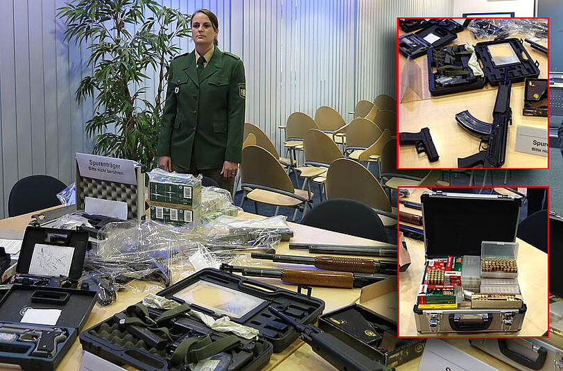 Maschinenpistolen, Revolver, Gewehre: Bei Walter N. wurden 16 Waffen und 3400 Schuss Munition sichergestellt.