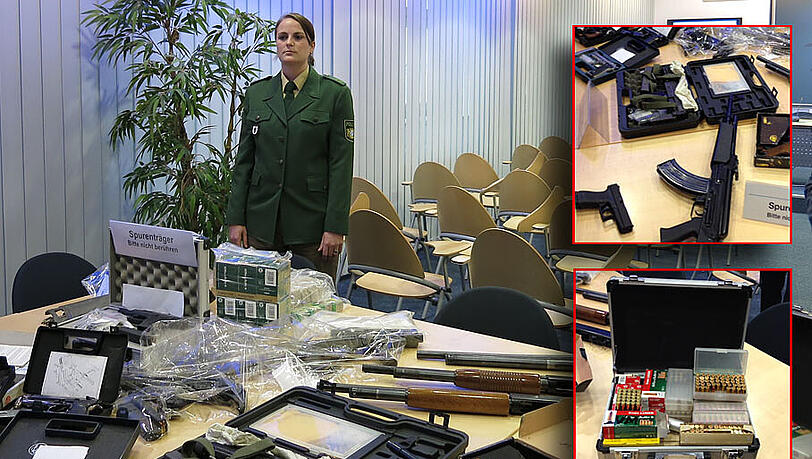 Maschinenpistolen, Revolver, Gewehre: Bei Walter N. wurden 16 Waffen und 3400 Schuss Munition sichergestellt. Maschinenpistolen, Revolver, Gewehre: Bei Walter N. wurden 16 Waffen und 3400 Schuss Munition sichergestellt.