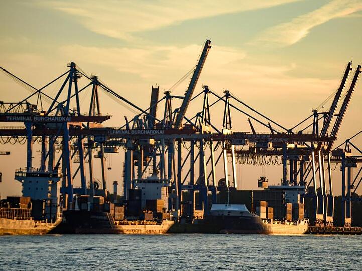 Containerschiffe werden im Hamburger Hafen abgefertigt. Der Verband Deutscher Reeder (VDR) informierte auf der Jahres-Pressekonferenz über das abgelaufene Geschäftsjahr.