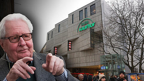 Alt-OB Hans-Jochen Vogel (88) gefällt die Fassade des Kaufhofs im Zentrum der Stadt nicht. Er hätte wohl mehr tun müssen, um sie zu verhindern, sagt er jetzt.
