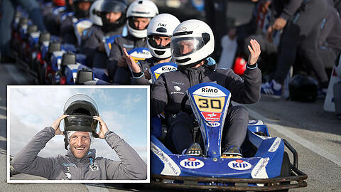 Go-Kart-Gaudi bei 1860: In einem Qualifying traten die Löwen gemäß ihrer Zimmerbesetzung in Zweierteams gegeinander an. Die Bilder.