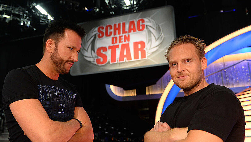 Michael Wendler (l.) und Axel Stein (r.) treffen sich bei "Schlag den Star" zum Duell Michael Wendler (l.) und Axel Stein (r.) treffen sich bei "Schlag den Star" zum Duell
