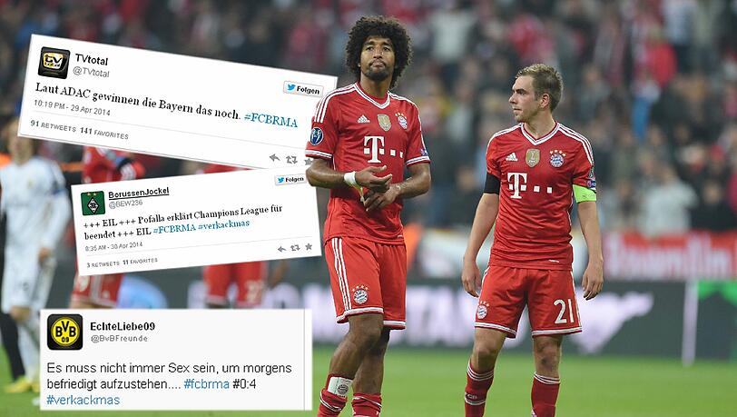 Spott und Häme über den FC Bayern gab es auf Twitter. Spott und Häme über den FC Bayern gab es auf Twitter.