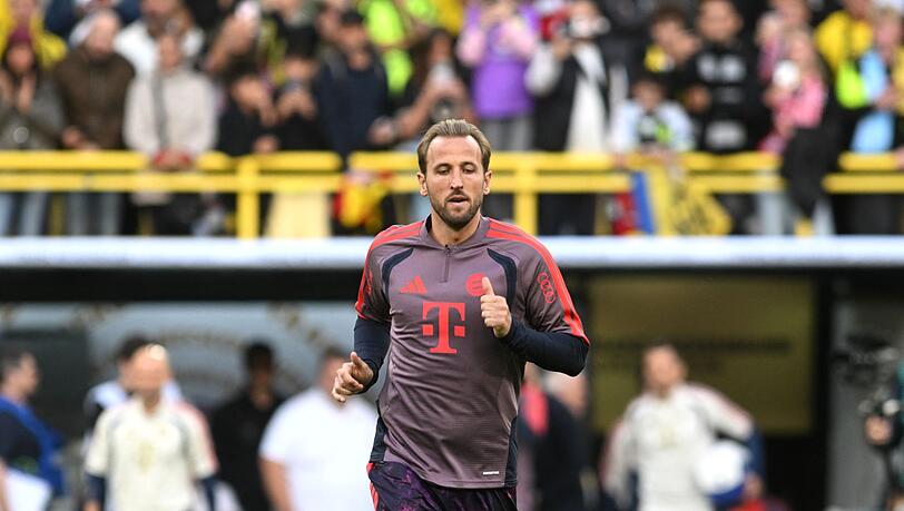 Harry Kane beim Aufwärmen in Dortmund. Harry Kane beim Aufwärmen in Dortmund.