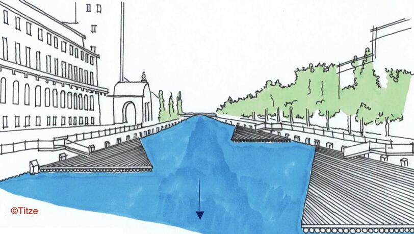 Drei dreieckige Flöße sind mit Ankern an der Kaimauer der Isar befestigt: So stellt sich der Verein Isarlust ein abgespecktes Isarflussbad zwischen Cornelius- und Ludwigsbrücke vor. Diese Version sollte nach einer Berechnung von 2019 nur rund 1,2 Millionen Euro kosten. Drei dreieckige Flöße sind mit Ankern an der Kaimauer der Isar befestigt: So stellt sich der Verein Isarlust ein abgespecktes Isarflussbad zwischen Cornelius- und Ludwigsbrücke vor. Diese Version sollte nach einer Berechnung von 2019 nur rund 1,2 Millionen Euro kosten.