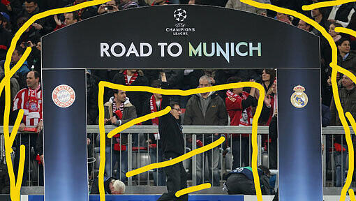Hier wollen sie am Mittwochabend durch: Der FC Bayern will im Spiel bei Real Madrid das Ticket für das Finale in der Champions League lösen. Es findet in München statt. Hier wollen sie am Mittwochabend durch: Der FC Bayern will im Spiel bei Real Madrid das Ticket für das Finale in der Champions League lösen. Es findet in München statt.