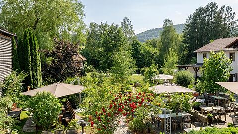 Schlemmen zwischen Hochbeeten und &uuml;ppiger Vegetation.