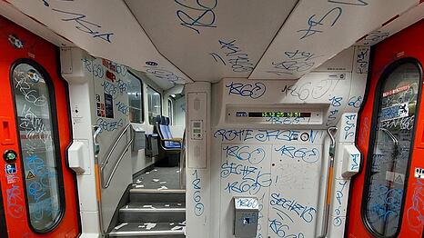 Unbekannte Fans lassen den Zug verw&uuml;stet zur&uuml;ck.