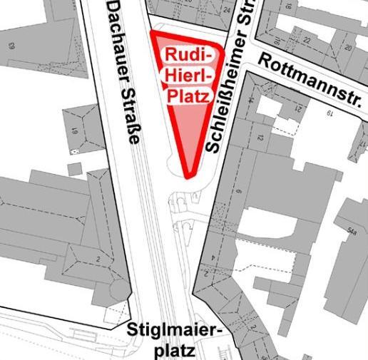 Hier liegt der Rudi-Hierl-Platz in der MAxvorstadt.