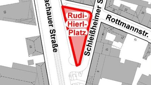 Hier liegt der Rudi-Hierl-Platz in der MAxvorstadt. Hier liegt der Rudi-Hierl-Platz in der MAxvorstadt.