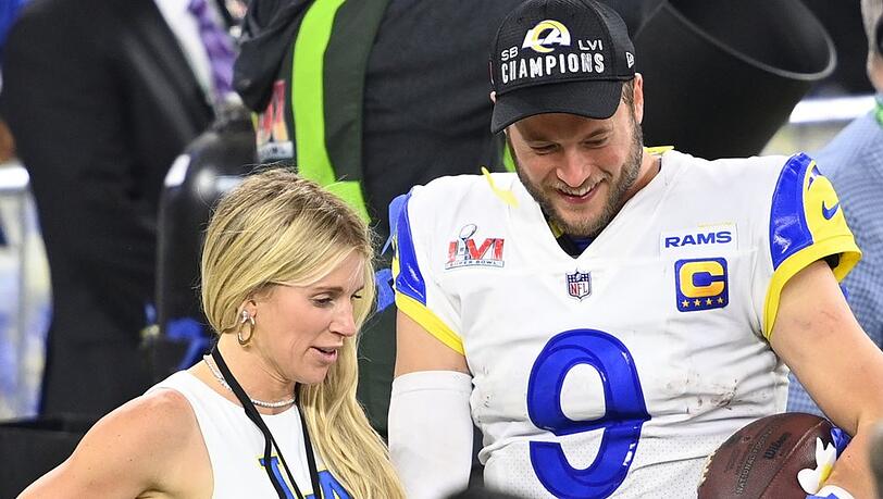Rams-Star Matthew Stafford und Ehefrau Kelly nach dem Super-Bowl-Sieg.