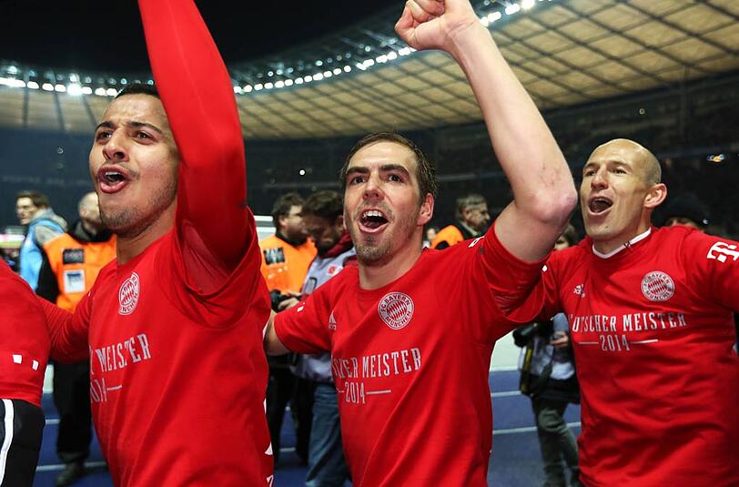 Die Bayern feiern im Berliner Olympiastadion den Meistertitel - die Bilder.
