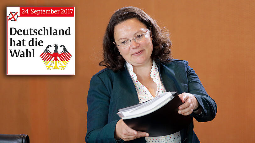 "Ein bisschen wehmütig - und ab morgen kriegen sie in die Fresse!" (Die neue SPD-Fraktionschefin Andrea Nahles am 27. September in Berlin auf die Frage, wie sie sich nach ihrer letzten Kabinettssitzung mit den Unionskollegen fühle.)