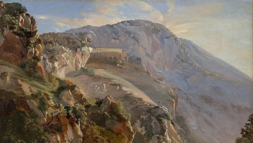 Das "Kloster im Gebirge bei Subiaco" (um 1833/35) gehört zu den Höhepunkten aus Nerlys Zeit in Rom. Das "Kloster im Gebirge bei Subiaco" (um 1833/35) gehört zu den Höhepunkten aus Nerlys Zeit in Rom.