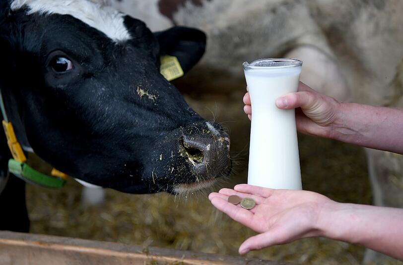 Bauern protestieren wegen niedriger Milchpreise. Foto: Carsten Rehder/Symbolbild