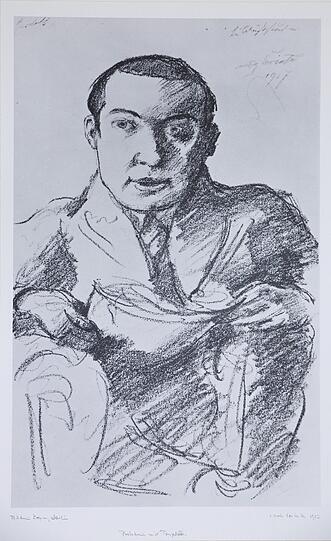 Bildnis Wolfgang Gurlitts von Lovis Corinth aus dem Jahr 1917. Ein ähnliches Werk, eine Kreidezeichnung, hängt im Museum of Modern Art in New York.
