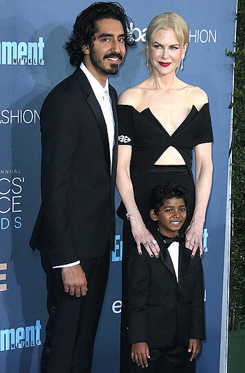 Dev Patel (links), Sunny Pawar (Mitte) und Nicole Kidman