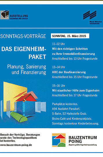 Das Programm der Vorträge im Bauzentrum Poing am 15. März