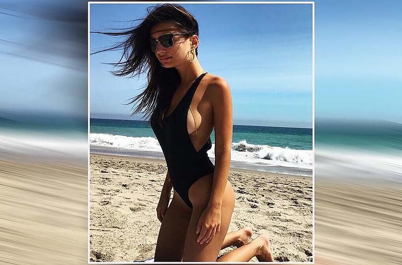 Zentimetergenau abgemessen: Model Emily Ratajkowski passt perfekt in ihren Bikini.