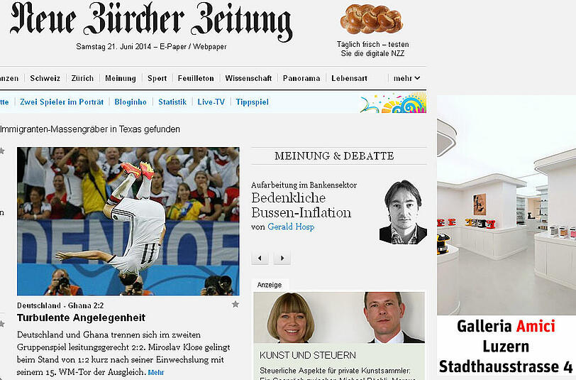 Die "Neue Zürcher Zeitung" hat ein turbulentes Unentschieden zwischen Deutschland und Ghana gesehen.