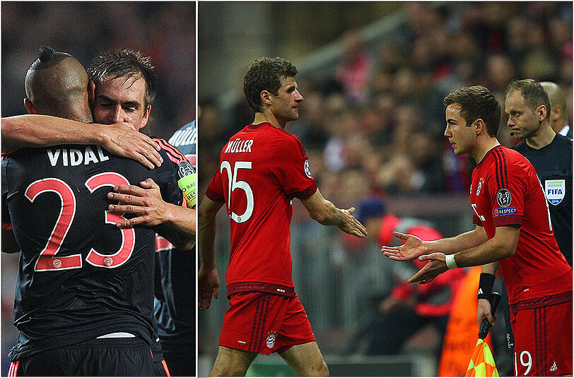 Philipp Lahm und Arturo Vidal (l.) sind im "kicker"-Ranking "Weltklasse", Thomas Müller und Mario Götze sind jeweils eine Kategorie nach unten gerutscht.