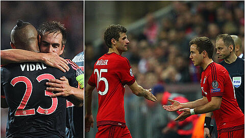 Philipp Lahm und Arturo Vidal (l.) sind im "kicker"-Ranking "Weltklasse", Thomas Müller und Mario Götze sind jeweils eine Kategorie nach unten gerutscht.