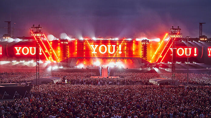 Ein neues Kapitel für die Messe: Immer häufiger finden riesige Konzerte auf dem Gelände statt, wie hier 2022 von Robbie Williams.