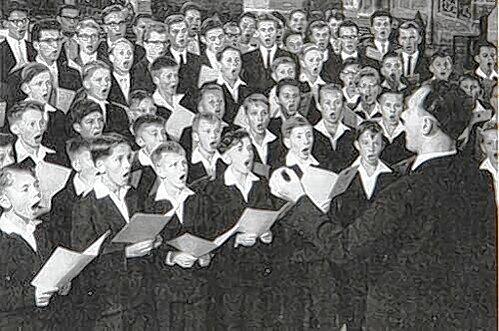 Will Weglehner nennt ihn einen Teufen und Kinderschinder: Hans Thamm (vorne), der den Chor über Jahrzehnte leitete.