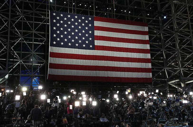 Vorbereitung auf die Wahlparty von Hillary Clinton in New York.